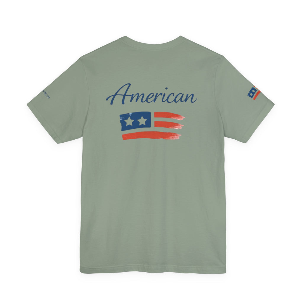 Hope Apparel Small Front - American Cursive Back Patriotic Tee - Unisex Jersey Short Sleeve Tee
