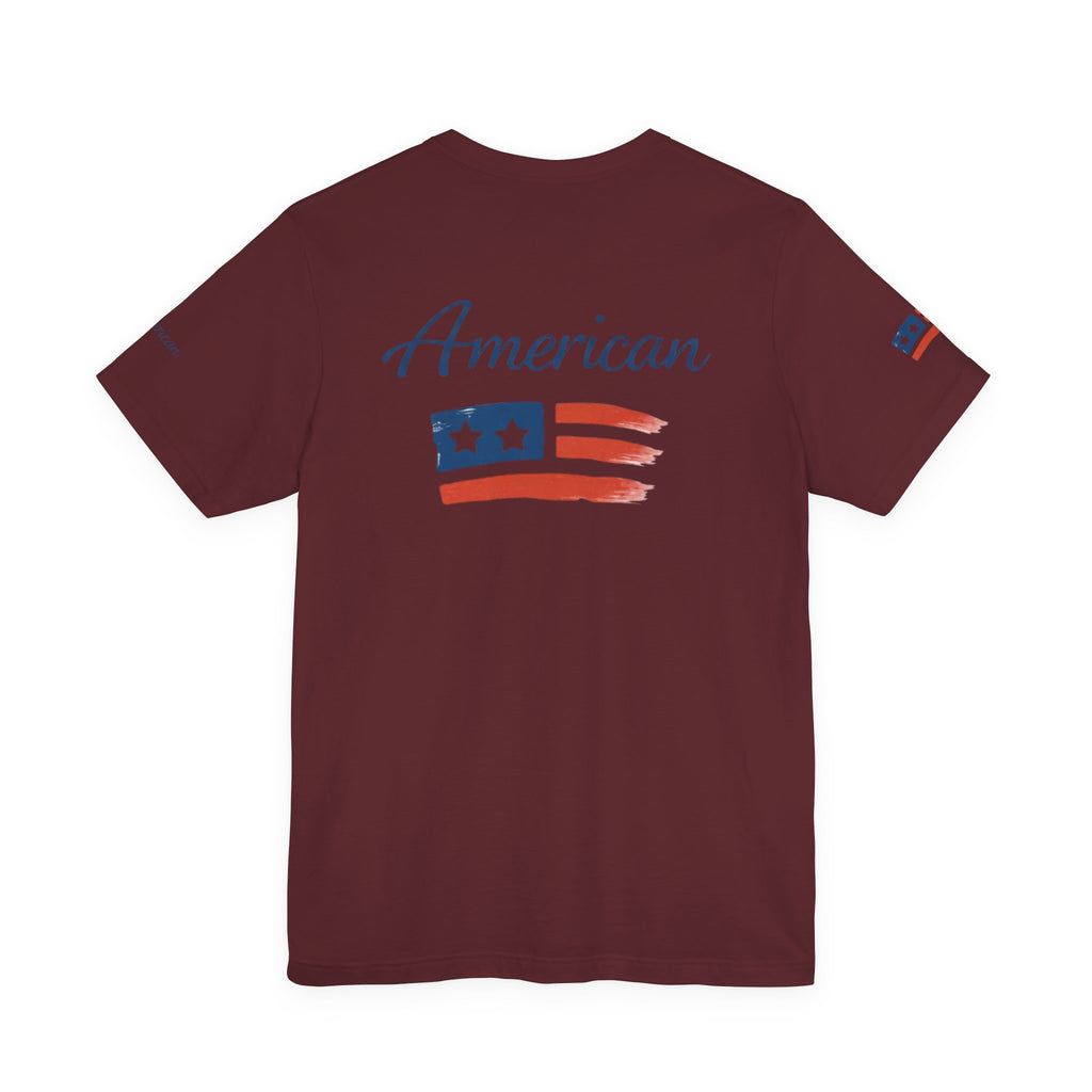 Hope Apparel Small Front - American Cursive Back Patriotic Tee - Unisex Jersey Short Sleeve Tee
