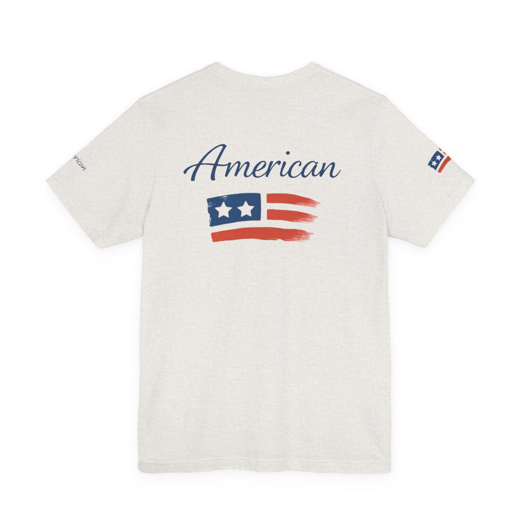 Hope Apparel Small Front - American Cursive Back Patriotic Tee - Unisex Jersey Short Sleeve Tee