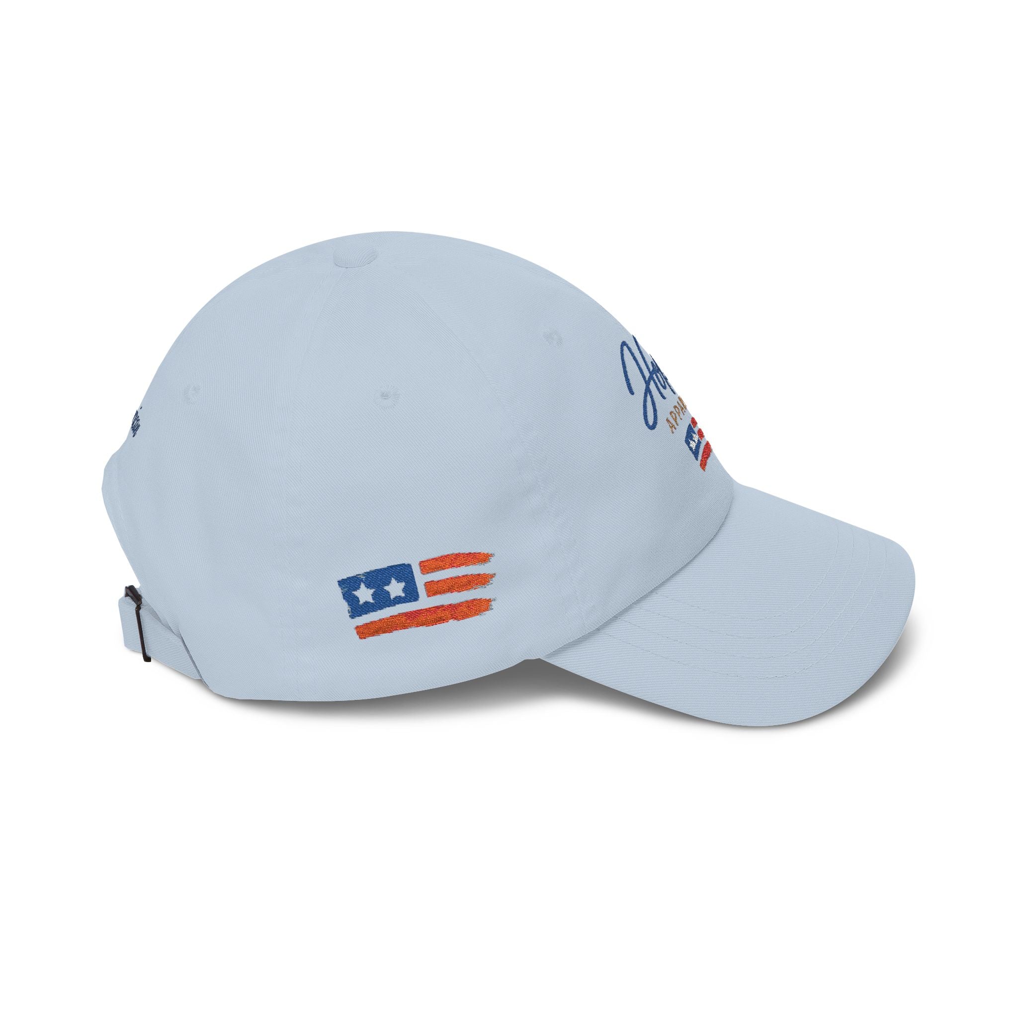 Hope Apparel embroidered American flag Dad Cap | white cotton baseball hat