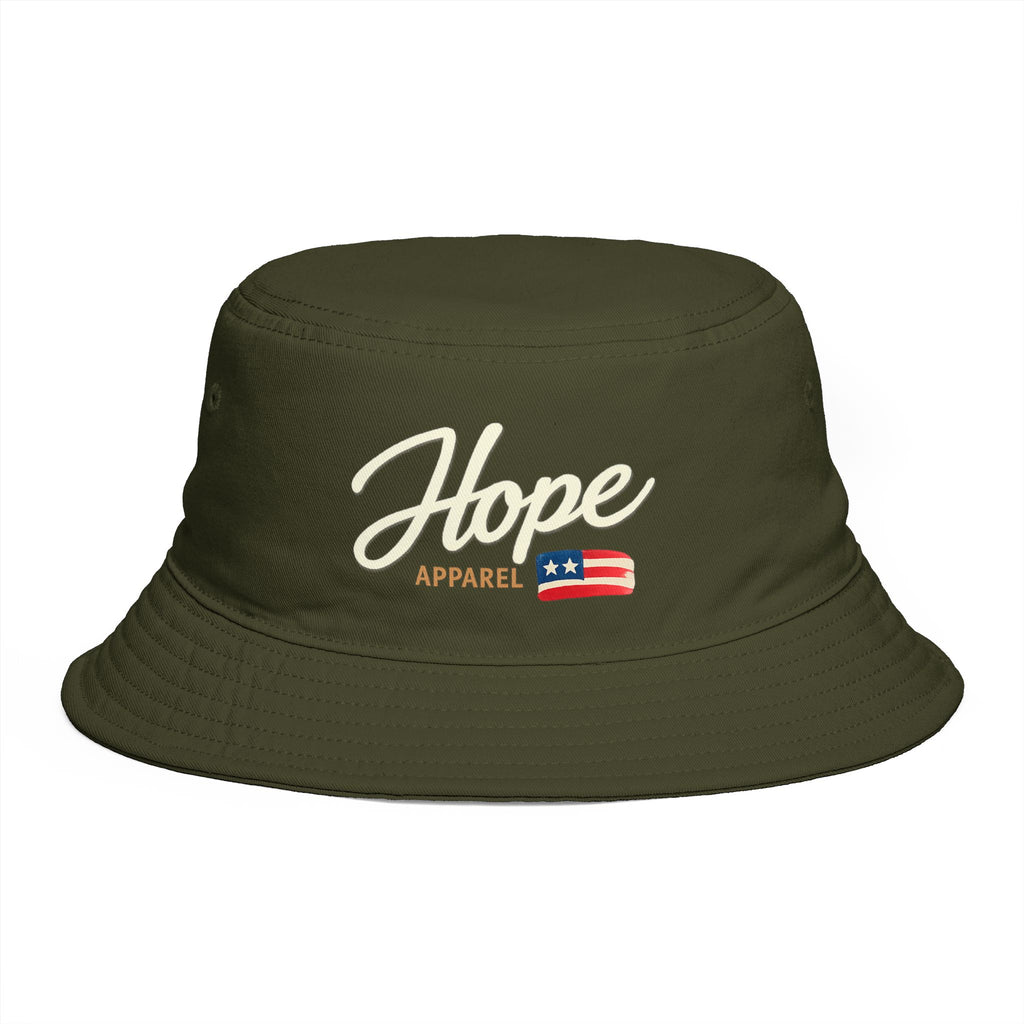 Hope Script with Flag Bucket Hat | Embroidered Logo