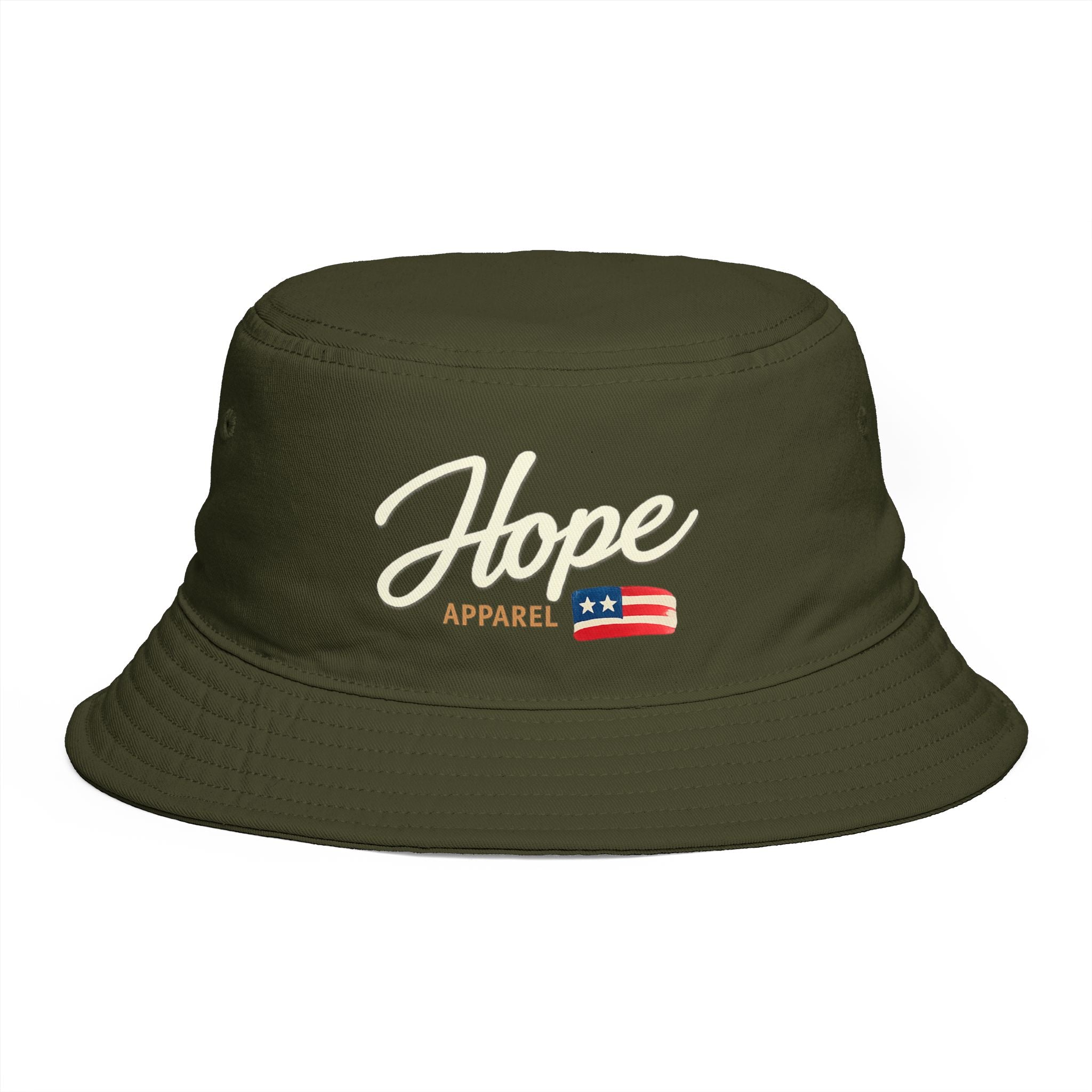 Hope Script with Flag Bucket Hat | Embroidered Logo