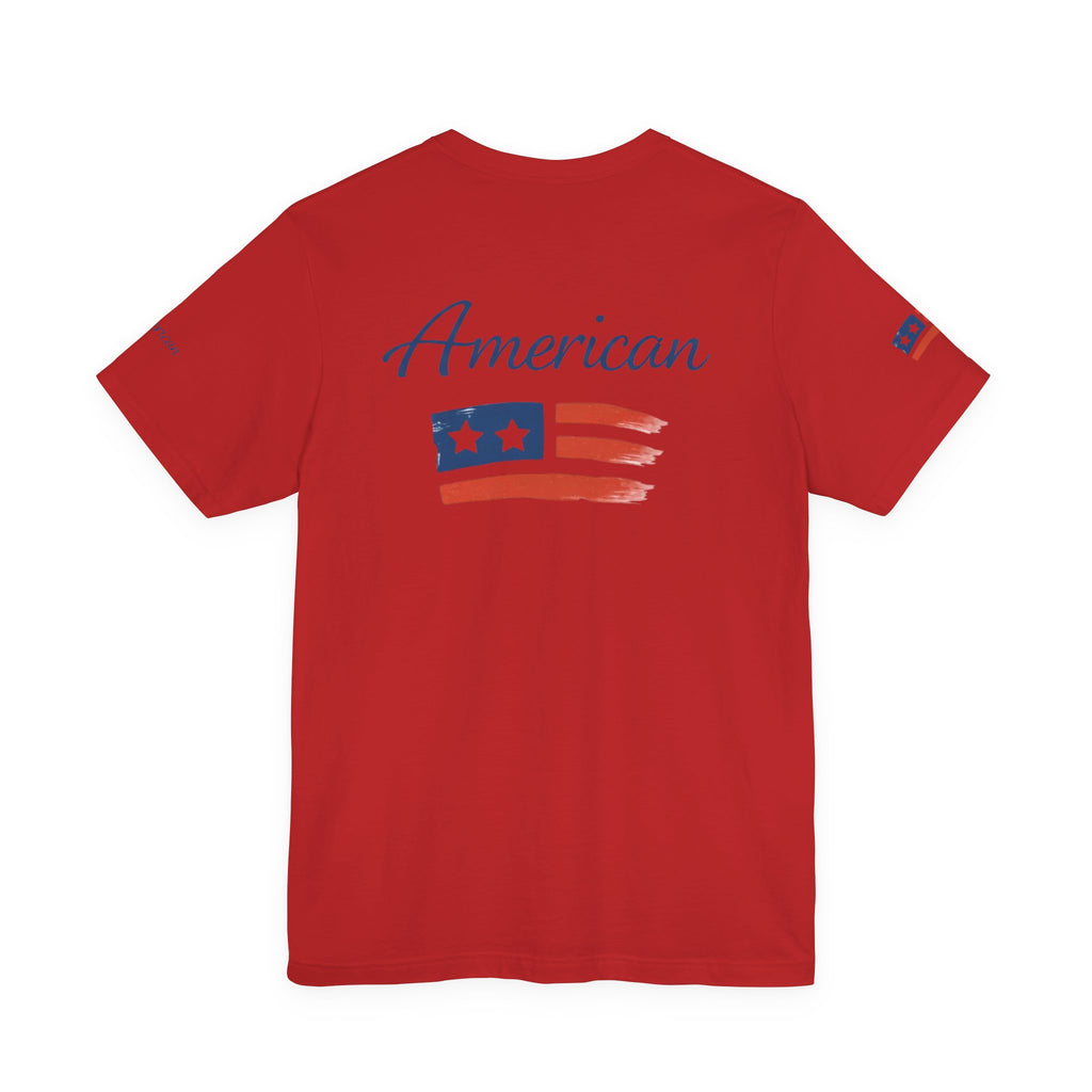 Hope Apparel Small Front - American Cursive Back Patriotic Tee - Unisex Jersey Short Sleeve Tee
