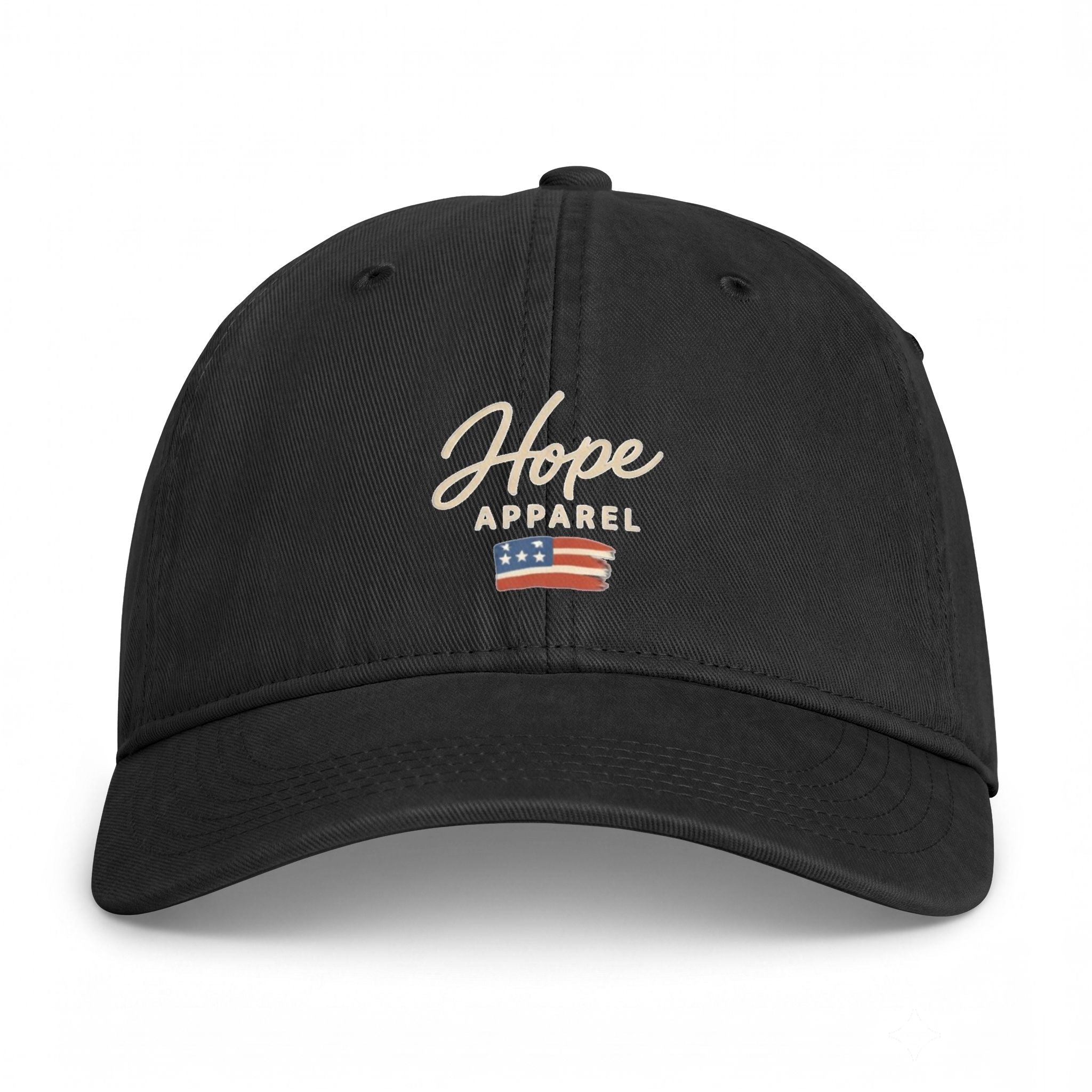 Hope Apparel Script Logo Cap | Embroidered Flag, Coastal Washed Style