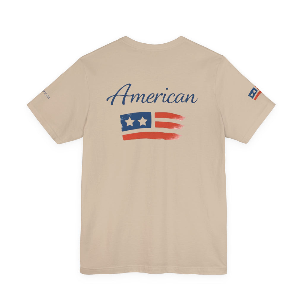 Hope Apparel Small Front - American Cursive Back Patriotic Tee - Unisex Jersey Short Sleeve Tee