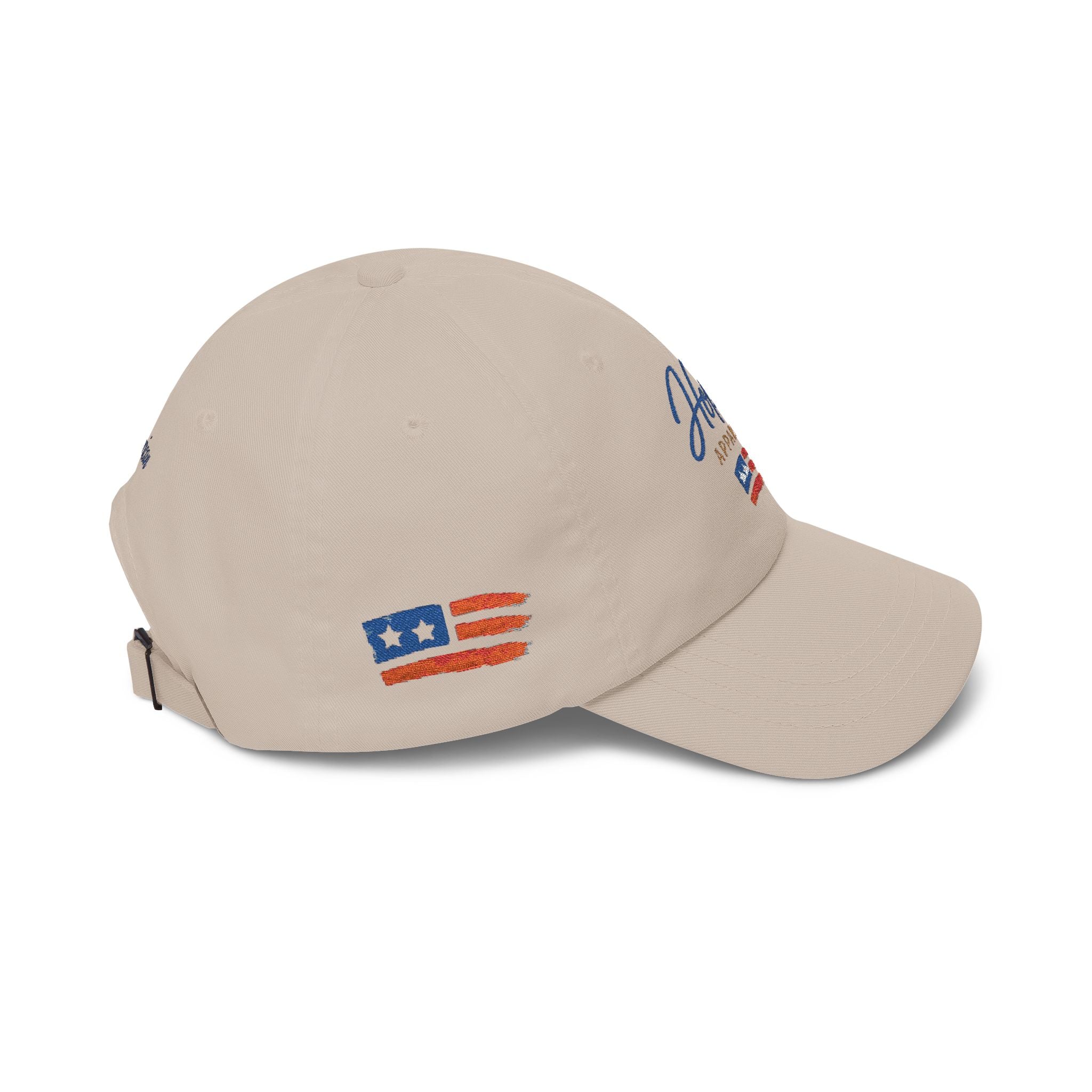 Hope Apparel embroidered American flag Dad Cap | white cotton baseball hat