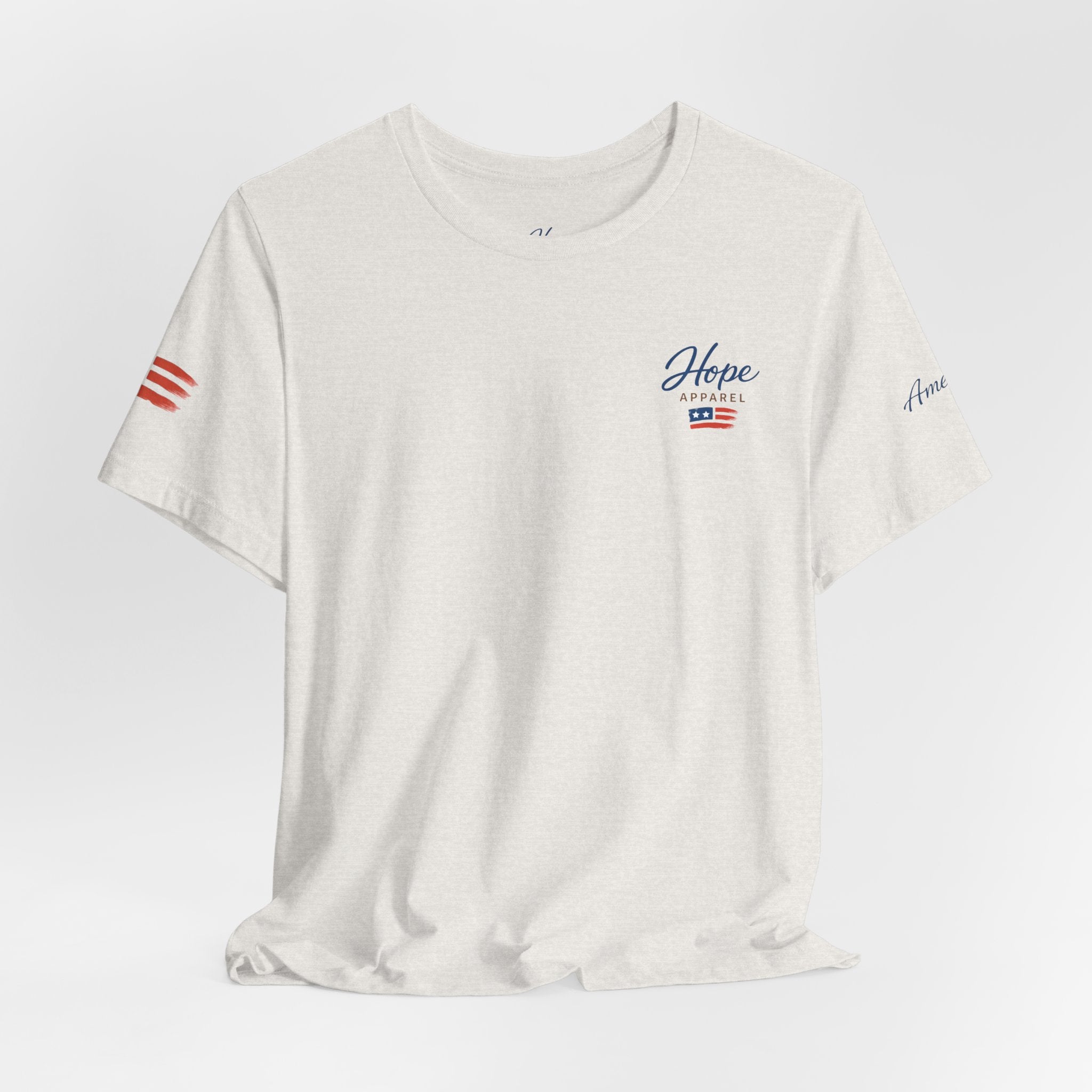 Hope Apparel Small Front - American Cursive Back Patriotic Tee - Unisex Jersey Short Sleeve Tee