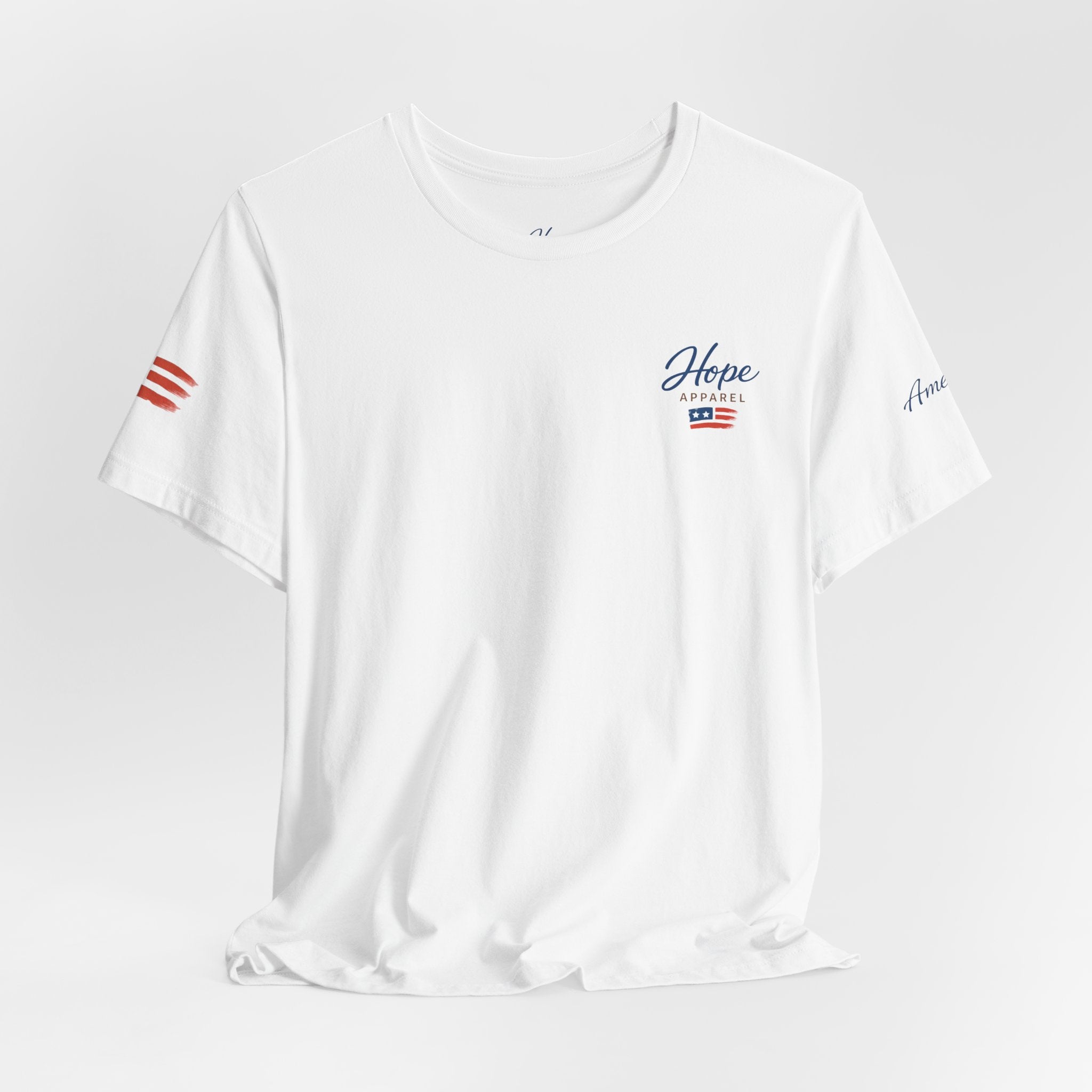 Hope Apparel Small Front - American Cursive Back Patriotic Tee - Unisex Jersey Short Sleeve Tee