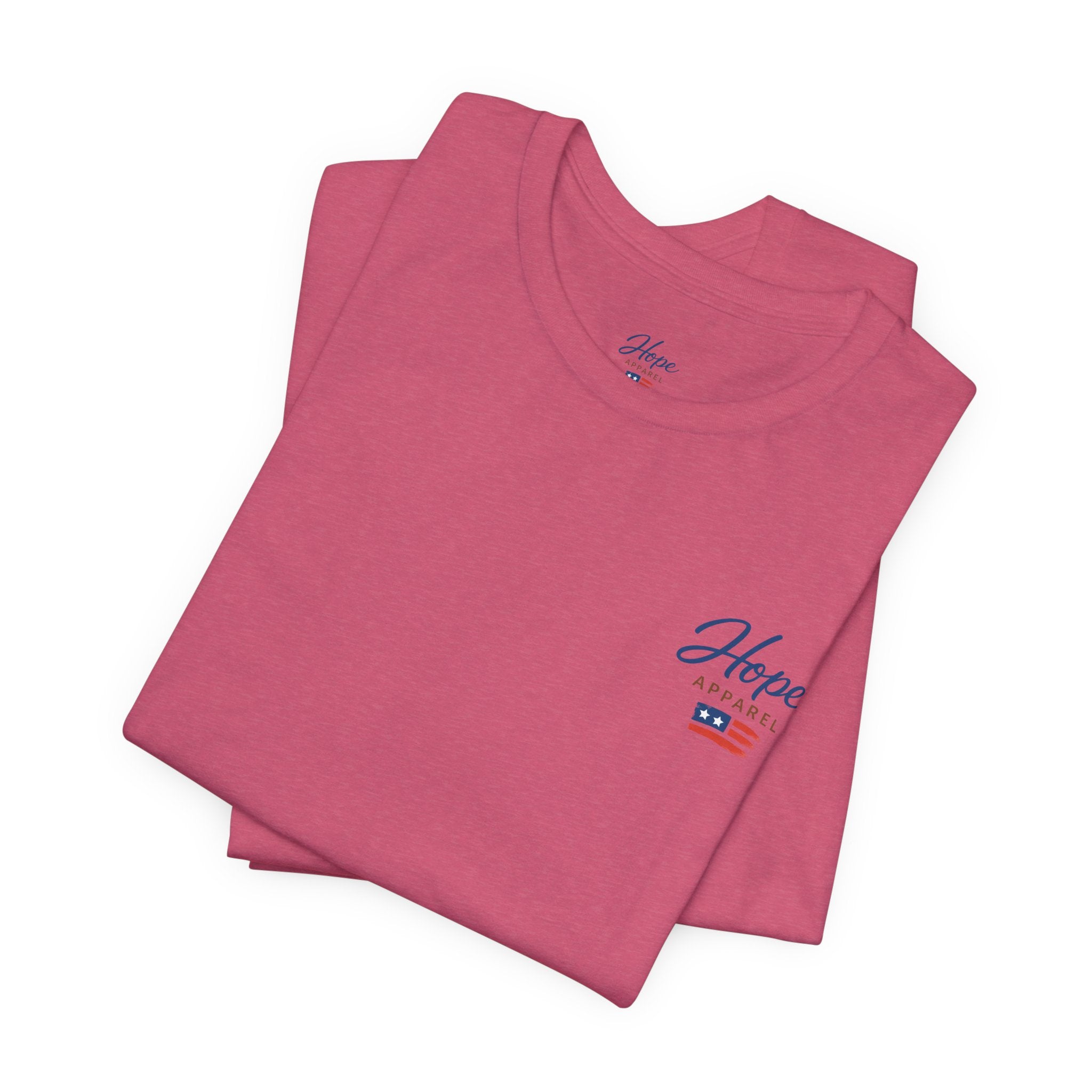 Hope Apparel Small Front - American Cursive Back Patriotic Tee - Unisex Jersey Short Sleeve Tee