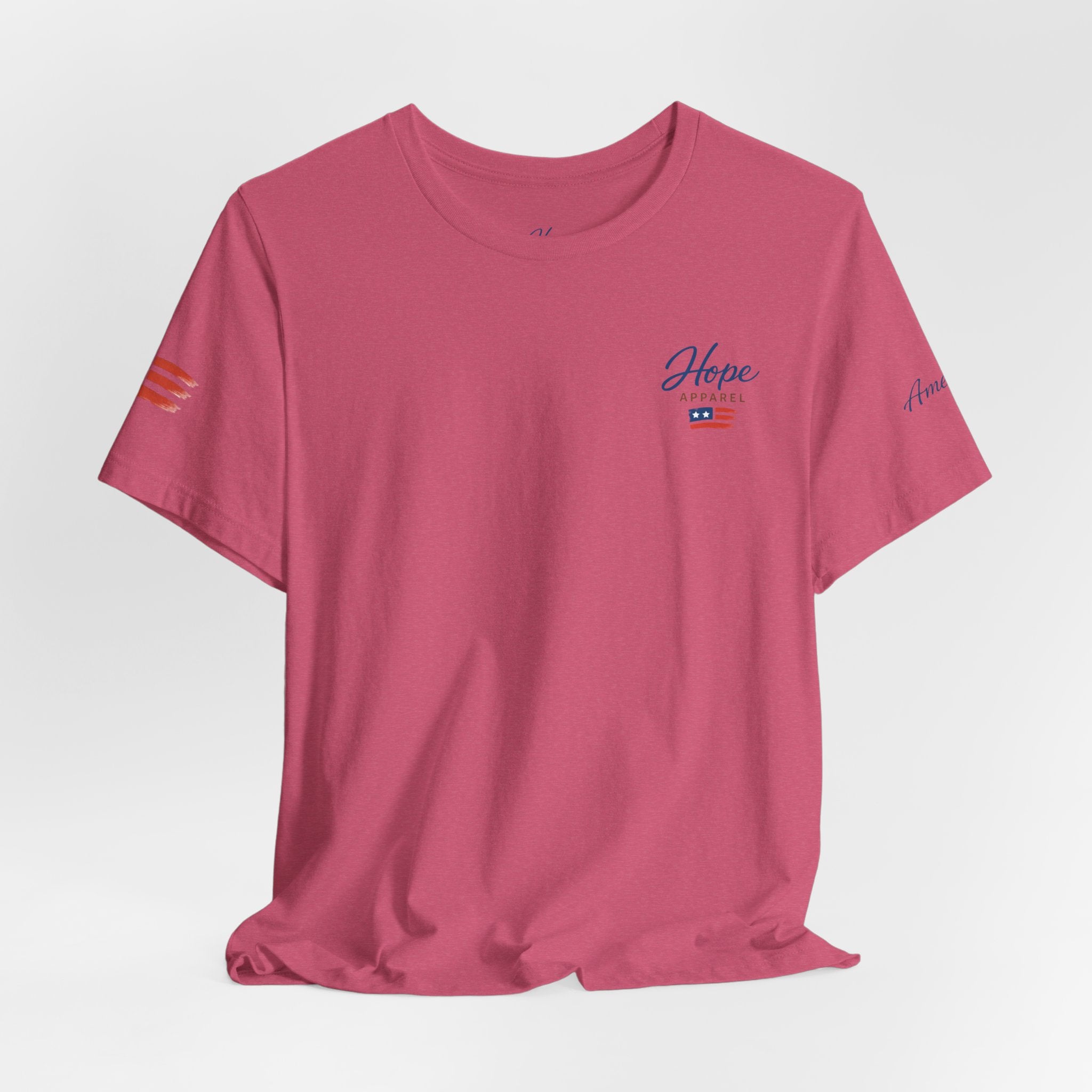 Hope Apparel Small Front - American Cursive Back Patriotic Tee - Unisex Jersey Short Sleeve Tee