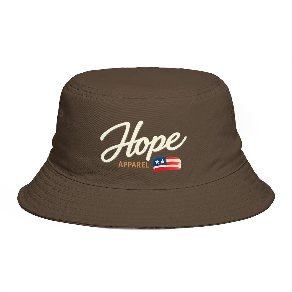 Hope Script with Flag Bucket Hat | Embroidered Logo