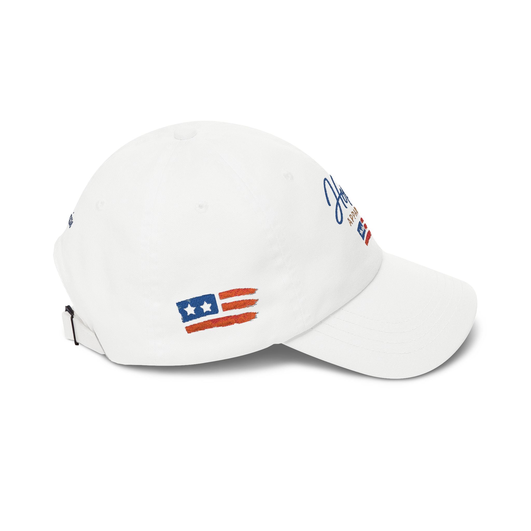 Hope Apparel embroidered American flag Dad Cap | white cotton baseball hat