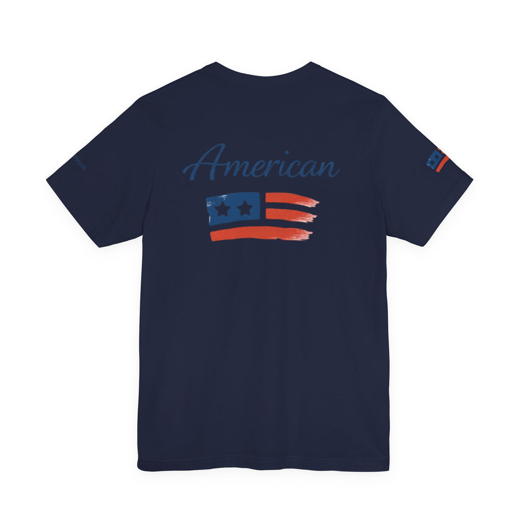 Hope Apparel Small Front - American Cursive Back Patriotic Tee - Unisex Jersey Short Sleeve Tee