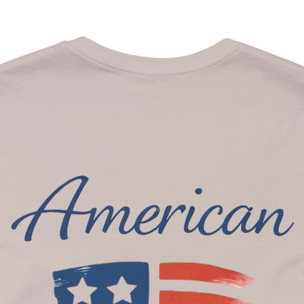 Hope Apparel Small Front - American Cursive Back Patriotic Tee - Unisex Jersey Short Sleeve Tee