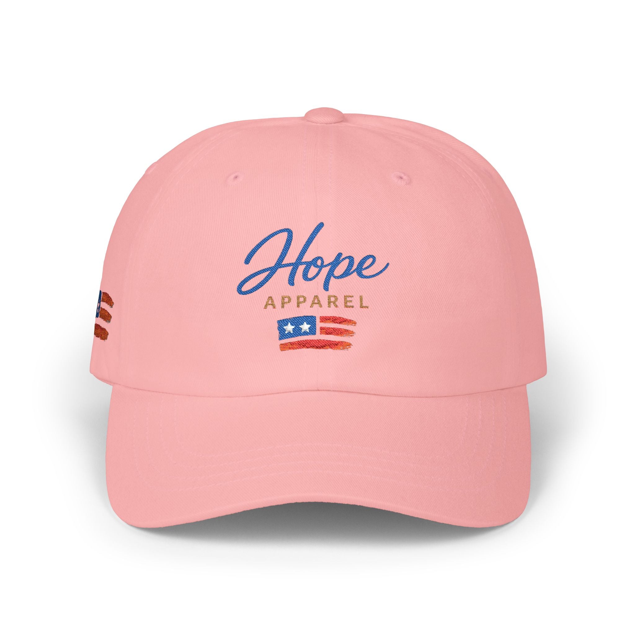 Hope Apparel embroidered American flag Dad Cap | white cotton baseball hat